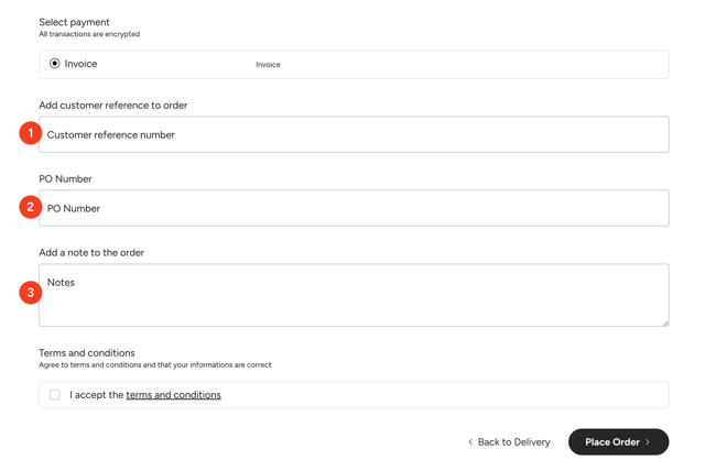 annotated picture of payment screen