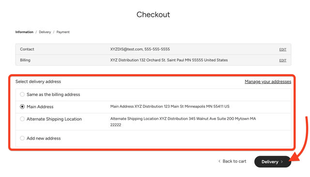 shipping options highlighted during checkout