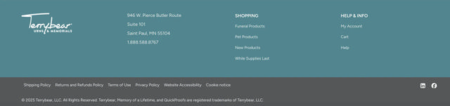 footer menu of Memory of a Lifetime
