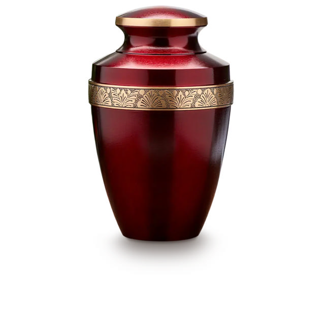red and gold urn