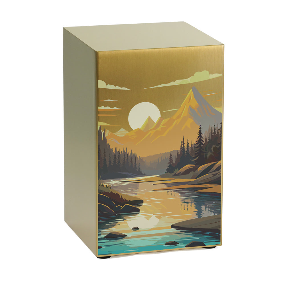 Life Canvas Mountain Landscape Bronze, Full Size Urn