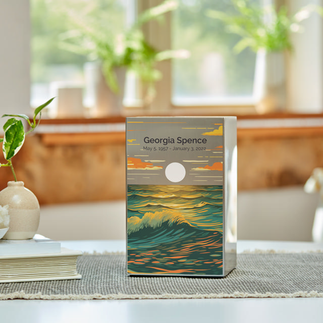 Life Canvas Ocean Landscape Pewter, Full Size Urn