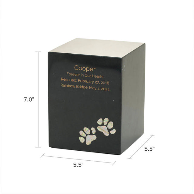 Monumental Memorials Pet Paws Pearl Inlay, Black