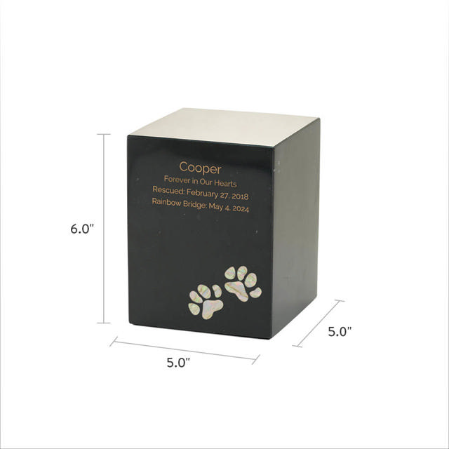 Monumental Memorials Pet Paws Pearl Inlay, Black