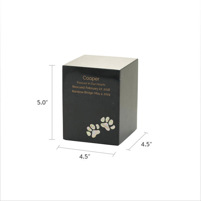 Monumental Memorials Pet Paws Pearl Inlay, Black