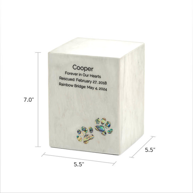 Monumental Memorials Pet Paws Blue Inlay, White