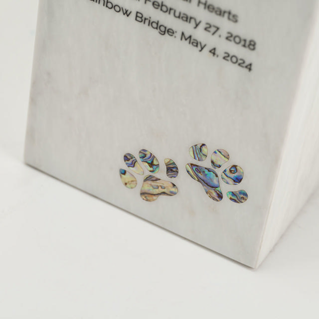 Monumental Memorials Pet Paws Blue Inlay, White