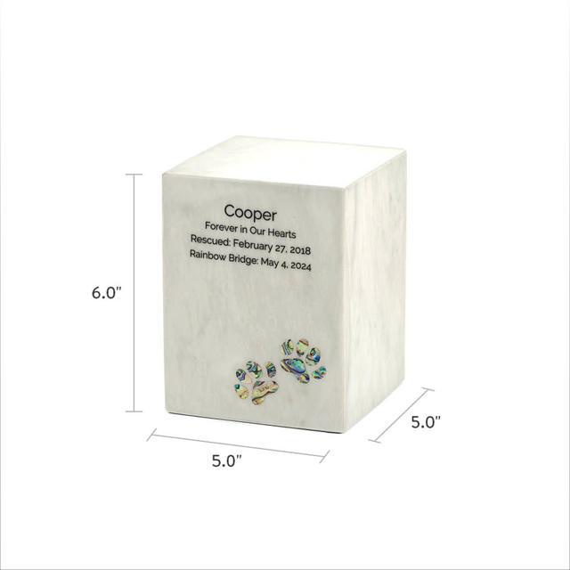 Monumental Memorials Pet Paws Blue Inlay, White