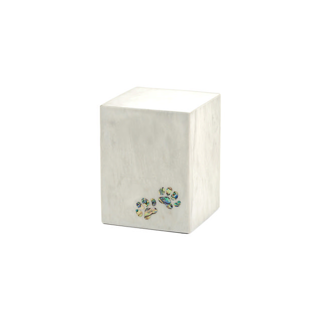 Monumental Memorials Pet Paws Blue Inlay, White