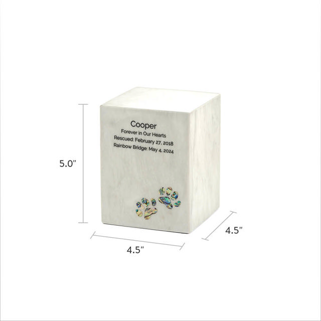 Monumental Memorials Pet Paws Blue Inlay, White