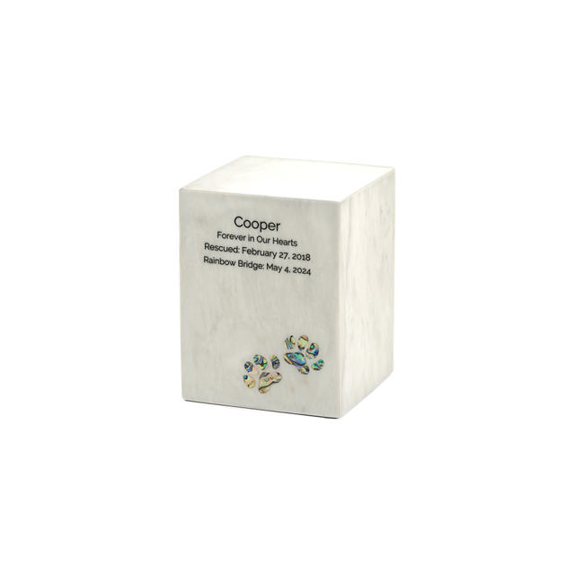 Monumental Memorials Pet Paws Blue Inlay, White