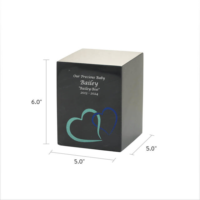 Monumental Memorials Pet Hearts Blue, Black