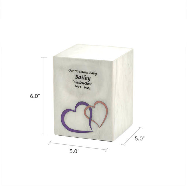 Monumental Memorials Pet Hearts Pink, White