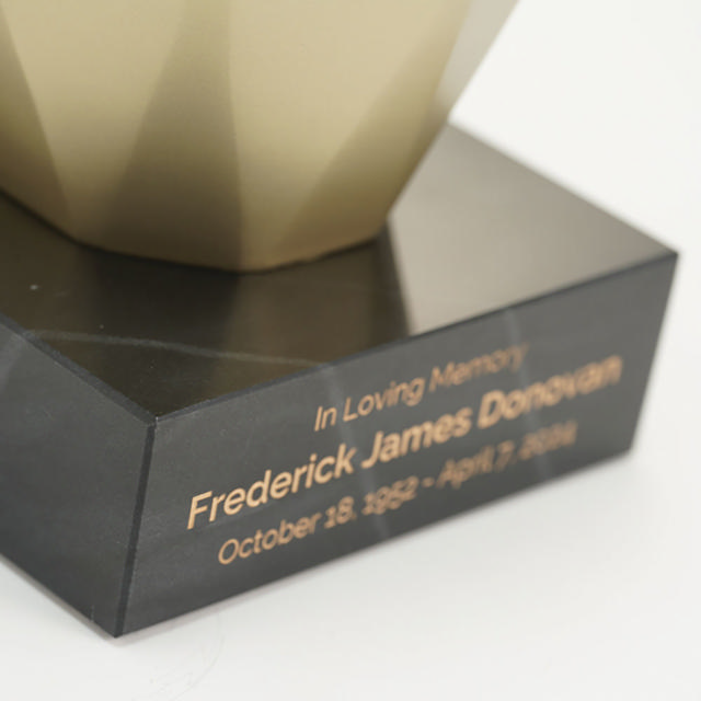 Black Marble Base, Gold Engraving