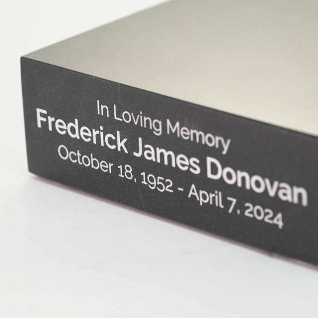 Black Marble Base, Silver Engraving