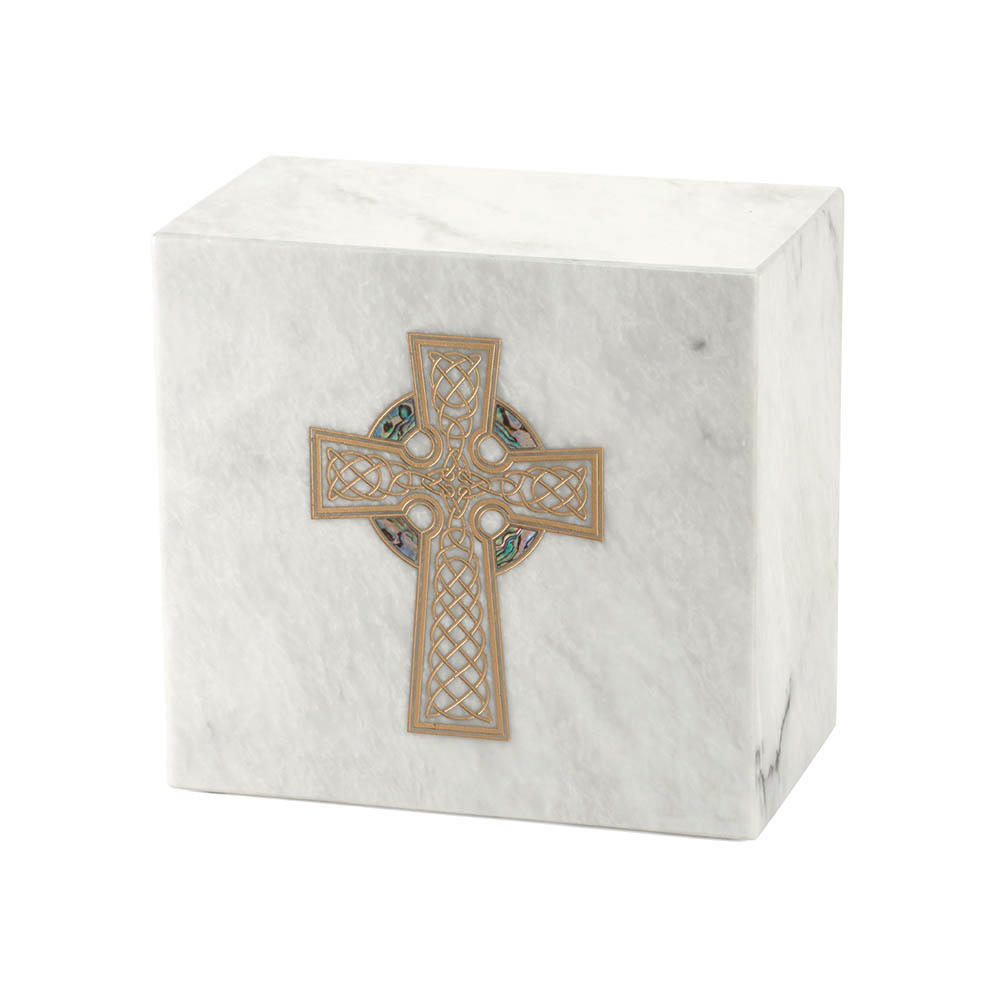 Monumental Memorials Celtic Cross Gold White