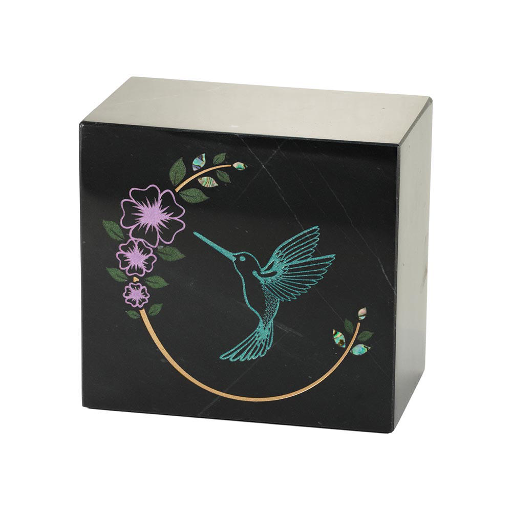Monumental Memorials Hummingbird Teal Black