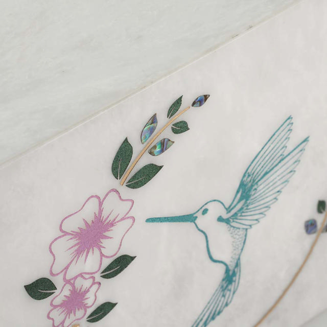 Monumental Memorials Hummingbird Teal White