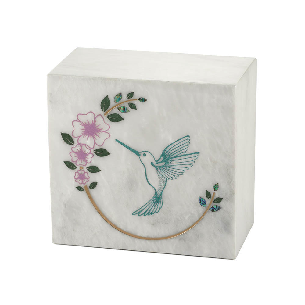 Monumental Memorials Hummingbird Teal White
