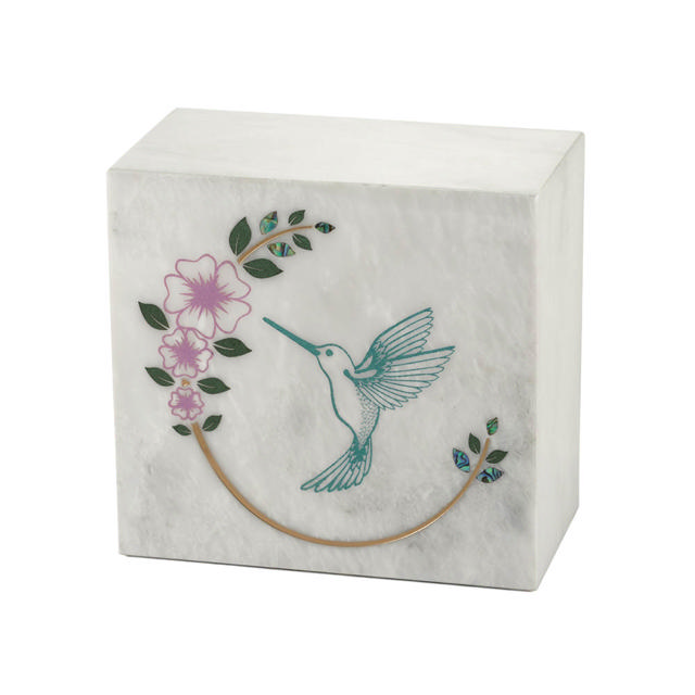 Monumental Memorials Hummingbird Teal White