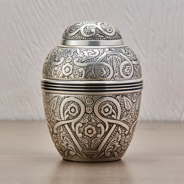 Silver Embossed, Extra Small Urn