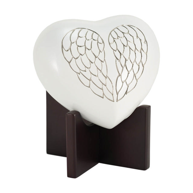 Arielle Heart Urn Angel Wings Pearl