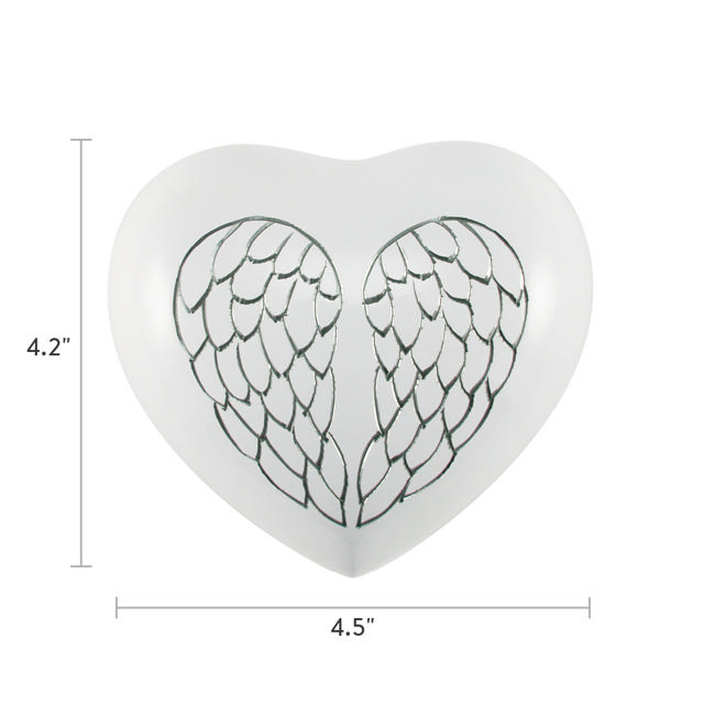Arielle Heart Urn Angel Wings Pearl