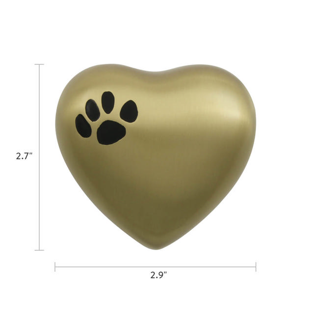 Classic Paw Brass Heart Keepsake