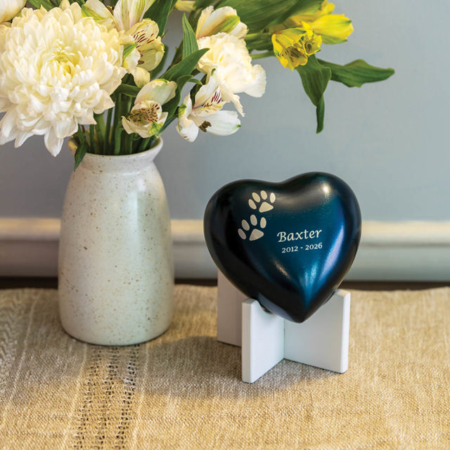 Arielle Blue Heart Paw Urn
