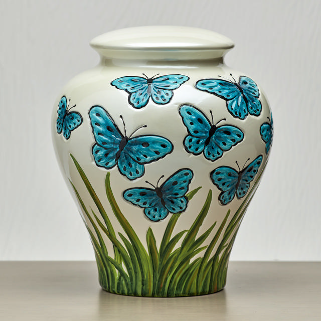 Blue Butterflies, Full Size Urn
