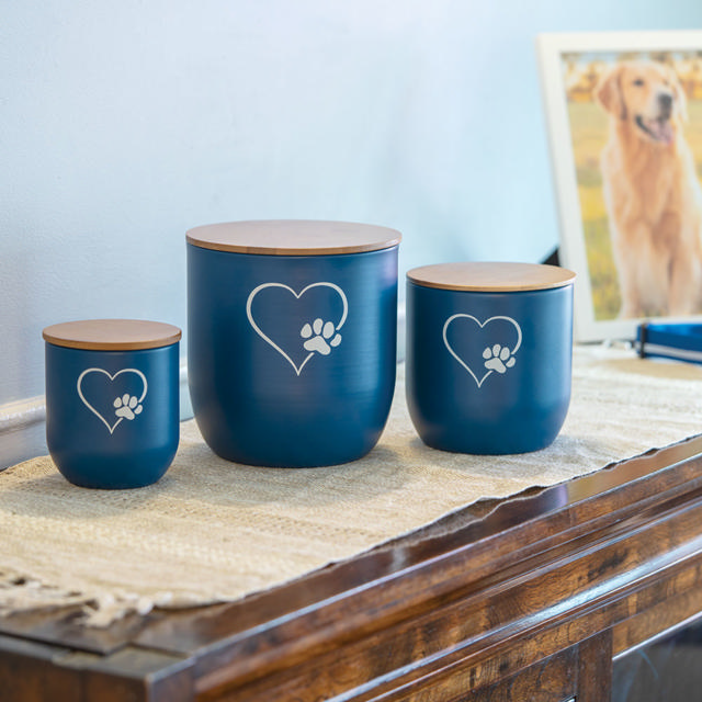 Discover Blue Metal Urn, Medium - Case of 4