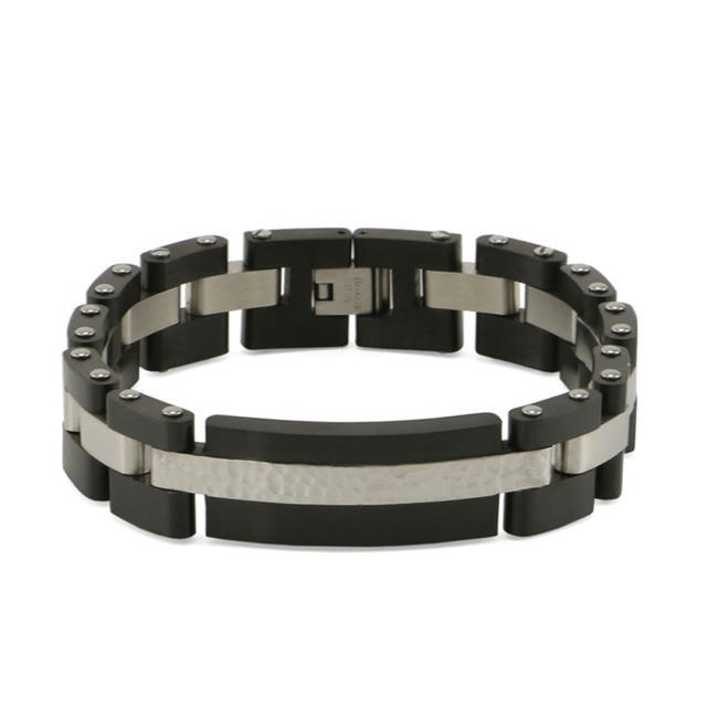 Onyx/Pewter Cable Link Bracelet
