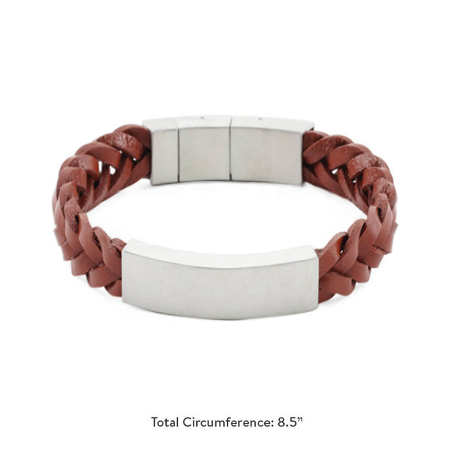 Pewter/Brown Braided Leather Bracelet