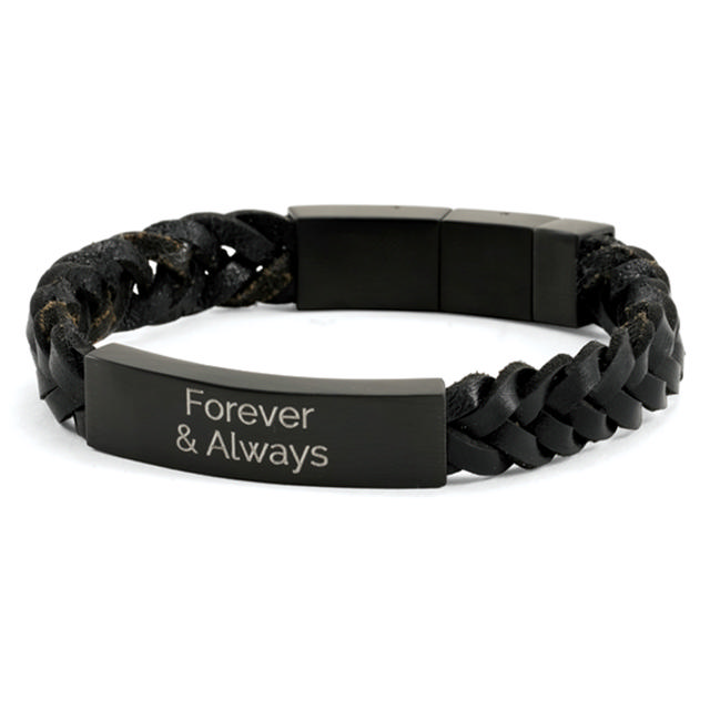 Onyx/Black Braided Leather Bracelet