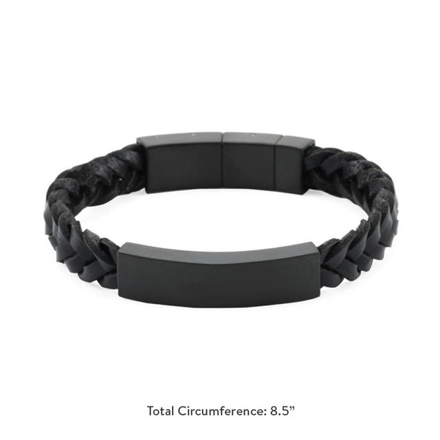 Onyx/Black Braided Leather Bracelet